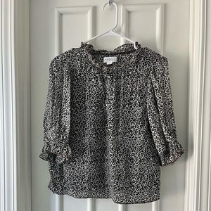 Velvet by Graham & Spencer Leopard Print Puff Sleeve Keyhole Blouse